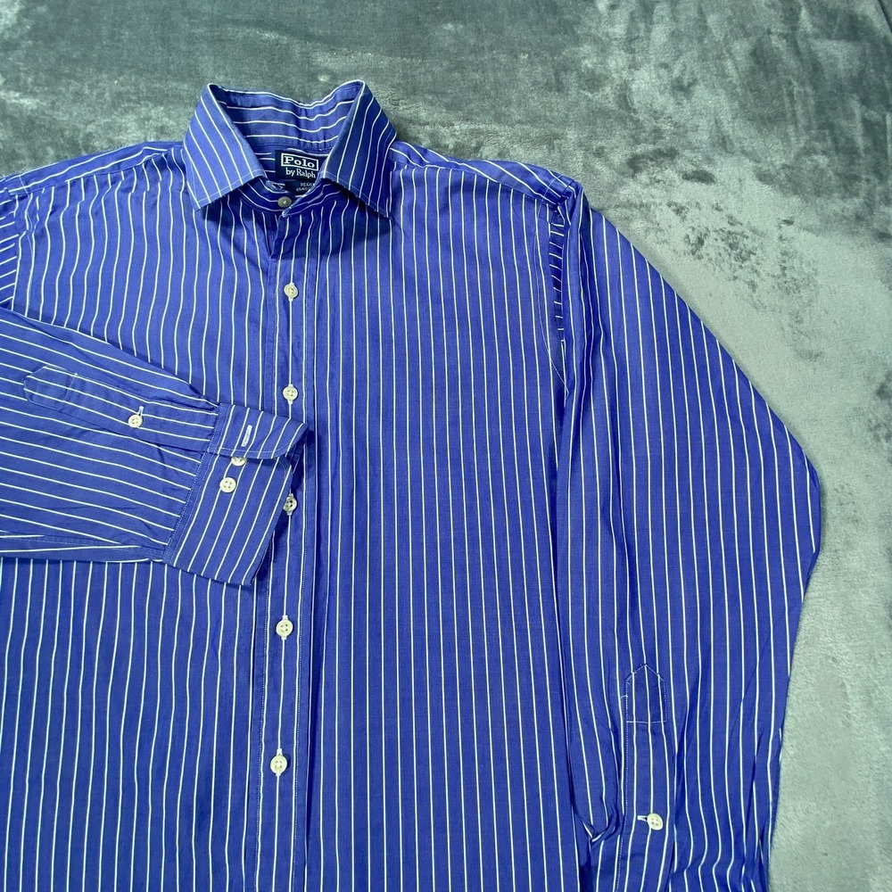 VTG Polo Ralph Lauren Shirt 16 32/33 Mens Regent Classic Fit Striped Oxford READ